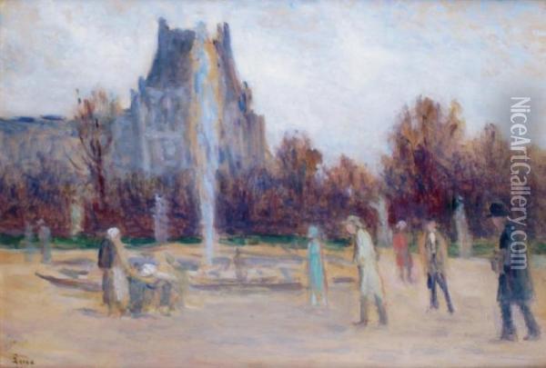 Le Jet D'eau Au Jardin Public, Les Tuileries Oil Painting - Maximilien Luce