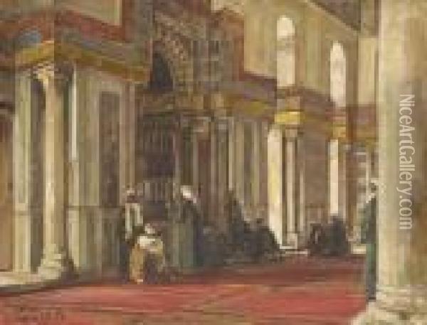 In Der Moschee Des Sultans Kalaun (cairo) Oil Painting - Georg Macco