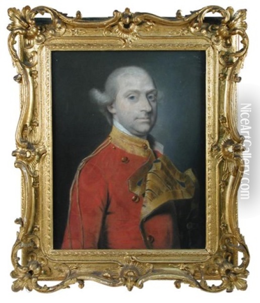 Portrait Of Lieutenant Colonel John Robinson (d.1772) Of Denston Hall, Oil Painting - William Hoare