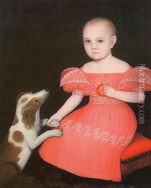 Child in Pink with Her Spaniel Oil Painting - Ammi Phillips