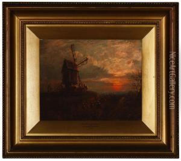 A Stormy Sunset Oil Painting - William Holmes Sullivan