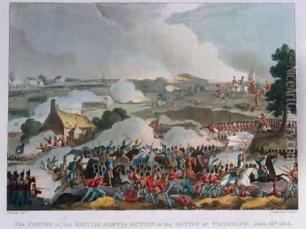 The centre of the British army in action at the Battle of Waterloo Oil Painting - William Heath