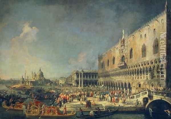 The Reception of the French Ambassador in Venice, c.1740's Oil Painting - (Giovanni Antonio Canal) Canaletto