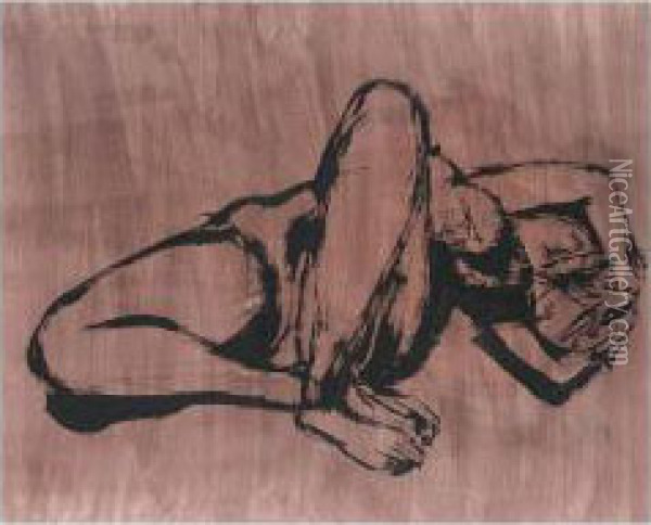 Liegender Frauenakt (reclining Female Nude) Oil Painting - Jankel Adler