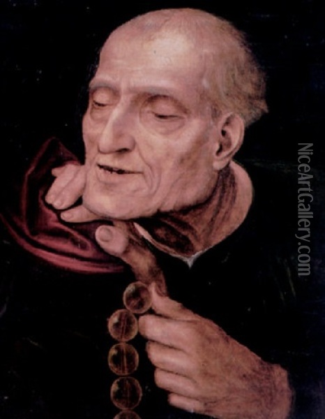 An Old Man Holding A Rosary Oil Painting - Jan Massys