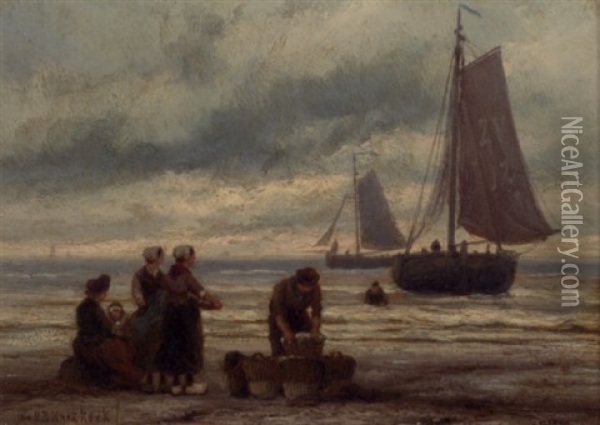 Awaiting The Fleet Oil Painting - Johannes Hermanus Barend Koekkoek