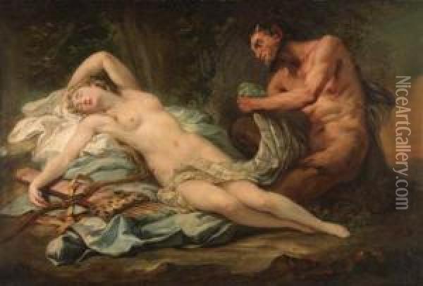 Jupiter And Antiope Oil Painting - Jean-Baptiste-Marie Pierre