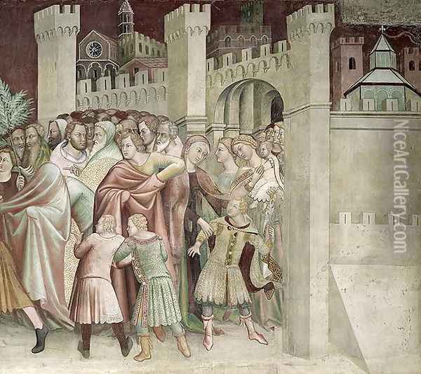 The Crowd at the Entrance to Jerusalem, from a series of Scenes of the New Testament Oil Painting - Barna Da Siena