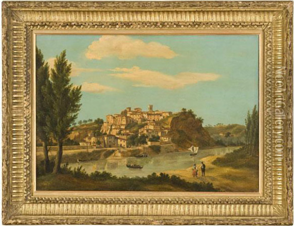 Capraia Vista Da Montelupo Oil Painting - Lorenzo Gelati