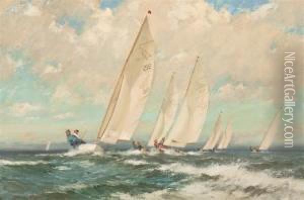 Racing Dinghies Oil Painting - Frank Oldham
