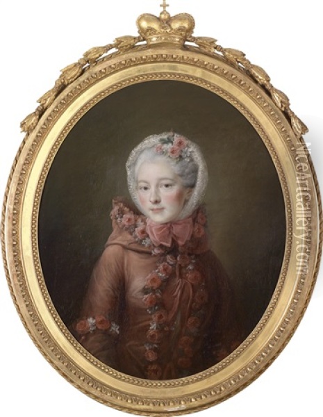 Portrat Einer Jungen Dame, Traditionell Identifiziert Als Furstin Natalia Petrovna Galitzin Oil Painting - Francois Hubert Drouais