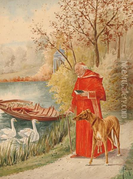 The Cardinal's Walk Oil Painting - Francois Joseph Girot