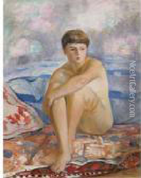 Femme Nue Assise Sur La Plage Oil Painting - Henri Lebasque