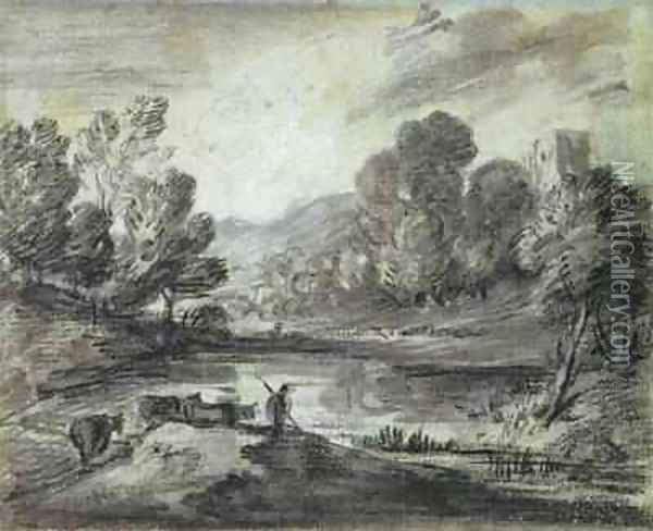 A hilly landscape Oil Painting - Thomas Gainsborough