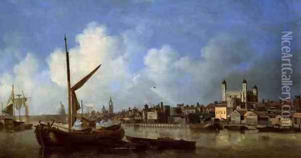 View of the River Thames, near the Tower of London Oil Painting - Samuel Scott