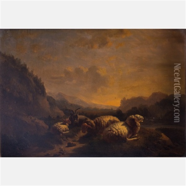 Landscape With Sheep Oil Painting - Balthasar Paul Ommeganck