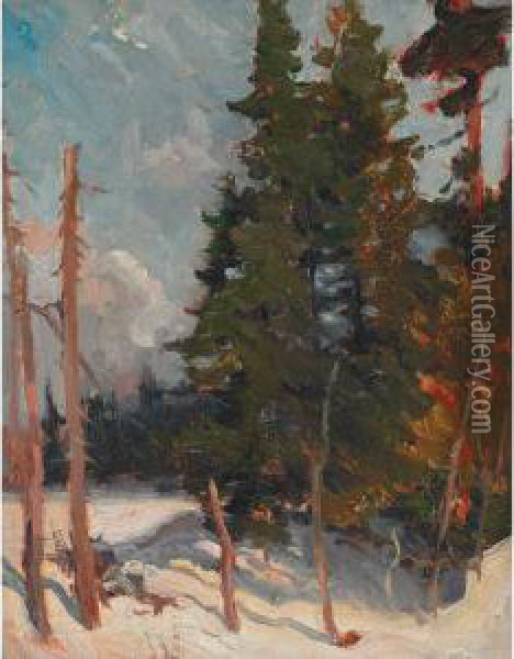 Winter Landscape Oil Painting - John William Beatty