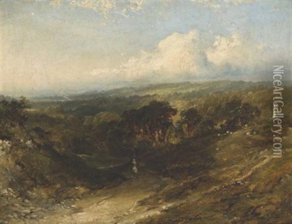 Traveller On A Mountain Roadway Oil Painting - Edmund John Niemann