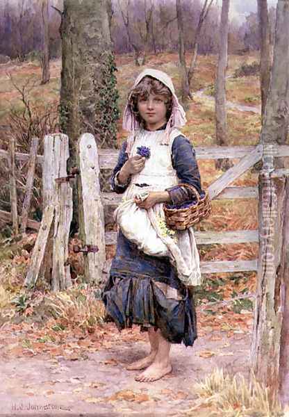 Girl holding a flower Oil Painting - Henry James Johnstone