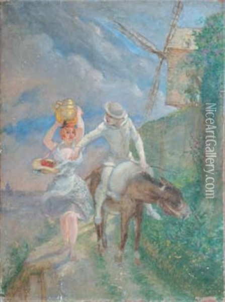 Le Meunier Entreprenant Oil Painting - Adolphe Leon Willette