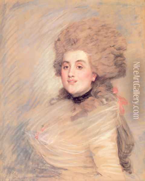 Portrait of an Actress in Eighteenth Century Dress Oil Painting - James Jacques Joseph Tissot