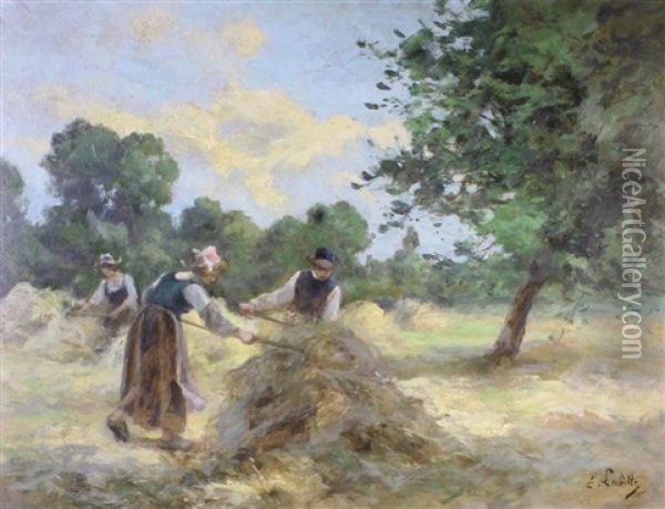 La Fenaison Oil Painting - Eugene Labitte