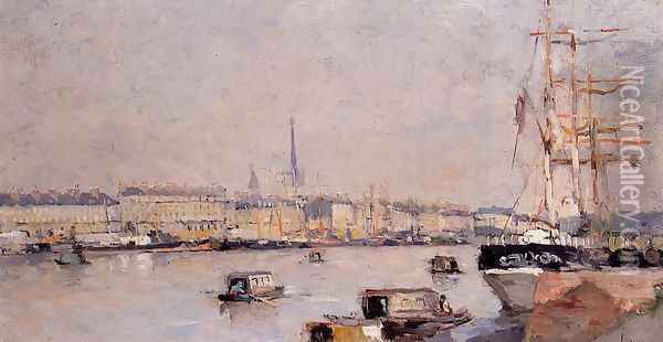 The Port of Rouen with Cathedral Oil Painting - Albert Lebourg