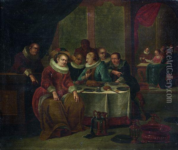 Scene De Banquet Oil Painting - Franz Xavier Hendrick Verbeeck