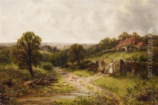 Vor Einem Englischen Cottage Oil Painting - James Peel