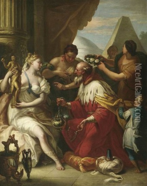 Salomo Und Die Konigin Von Saba Oil Painting - Gaspare Diziani