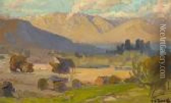 Summer Landscape, Thought To Be San Gabriel Valley Oil Painting - Franz Bischoff