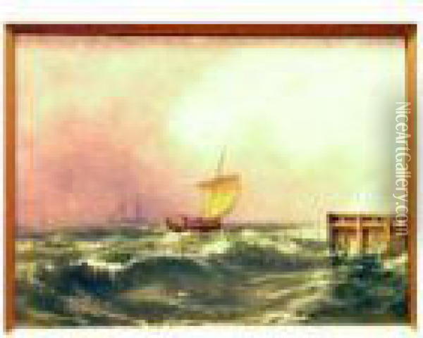 Sea And Pier Oil Painting - Robert Watson