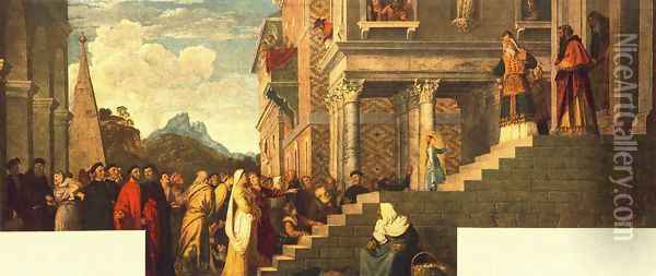 Presentation of the Virgin at the Temple 1539 Oil Painting - Tiziano Vecellio (Titian)