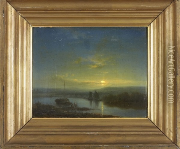 Manskenslandskap Med Fiskare Oil Painting - Jacobus Loerenz Sorensen