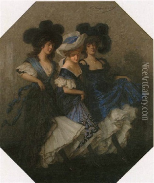 Drei Tanzerinnen Oil Painting - Ludwig Von Langenmantel