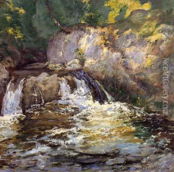 Waterfall Oil Painting - John Henry Twachtman