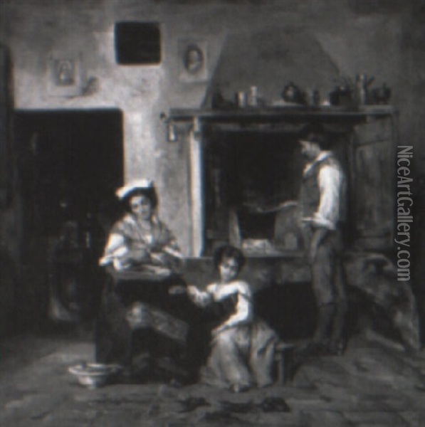 La Preparation Du Diner Oil Painting - Charles Baptiste Schreiber