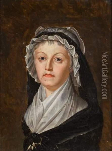 Kucharsky . - Portrait De Marie Antoinette Oil Painting - Alexandre Kucharski