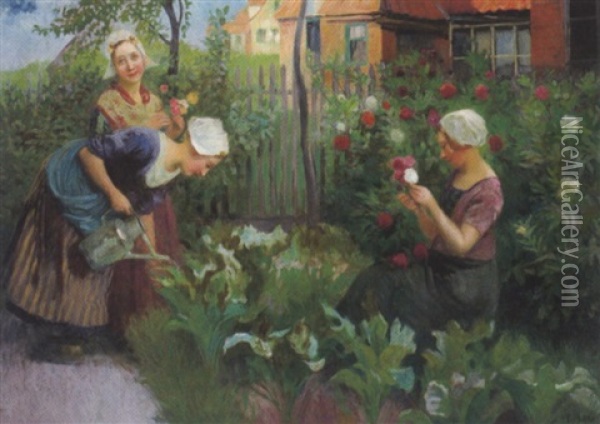 Hollandische Gartnerinnen Oil Painting - Carl Duxa