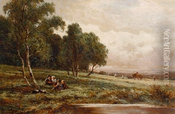 Hayfield, Milford Common, Surrey Oil Painting - Henry H. Parker