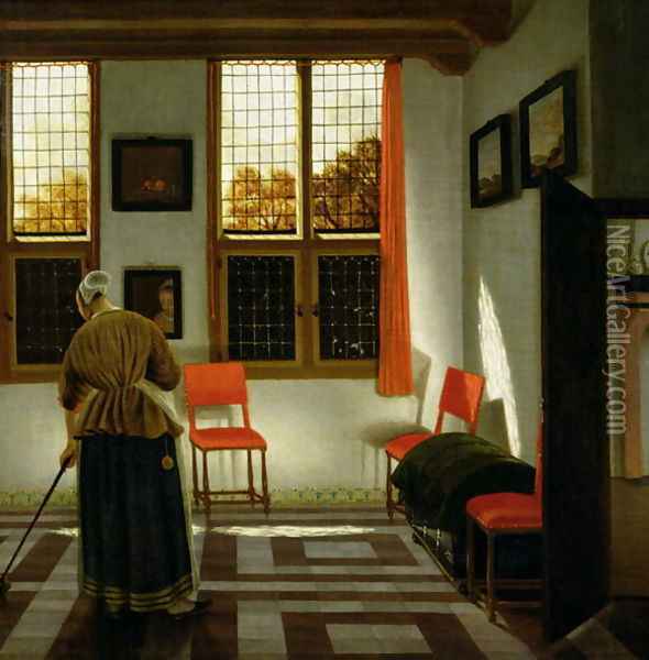 A Dutch Interior Oil Painting - (Elinga) Pieter Janssens