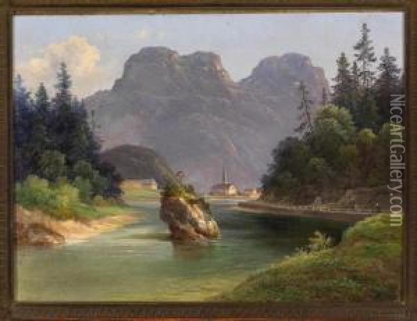 The Confluence At Ischl Oil Painting - Franz II Steinfeld