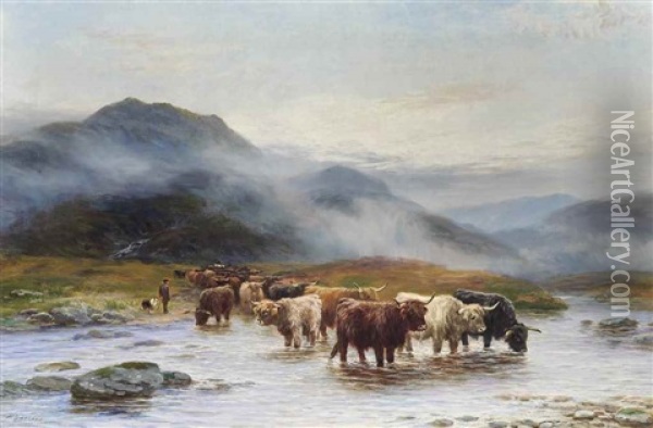 A Highland Ford Oil Painting - Henry Garland