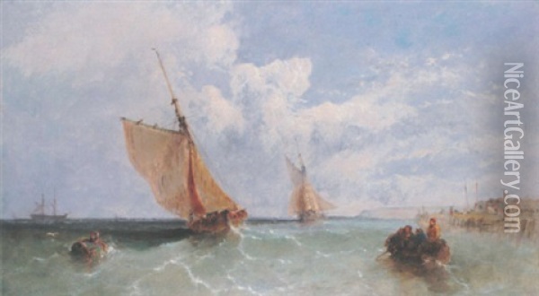 Return From The Fishing Grounds Oil Painting - James E. Meadows