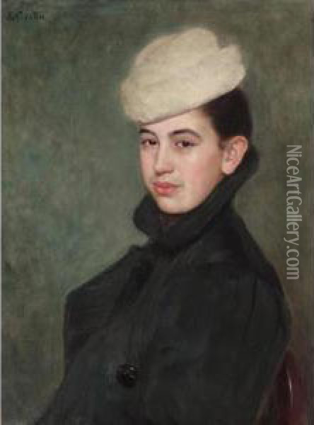 Portrait Bust Of A Young Woman Oil Painting - Lazar' Leibovich Krestin
