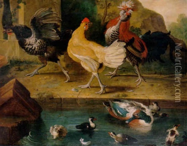 Scene De Basse-cour Oil Painting - Marmaduke Cradock