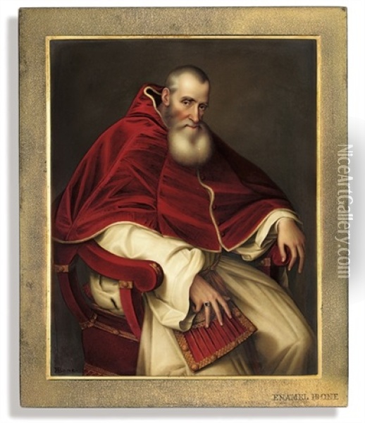 Alessandro Farnese, Pope Paul Iii, Seated Three-quarter-length, In Papal Robes Oil Painting - Henry Bone
