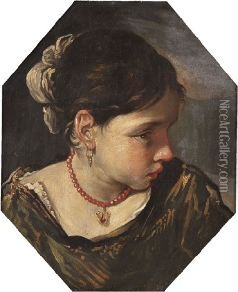 Brustbildnis Einer Jungen Frau Oil Painting - Giovanni Antonio Burrini