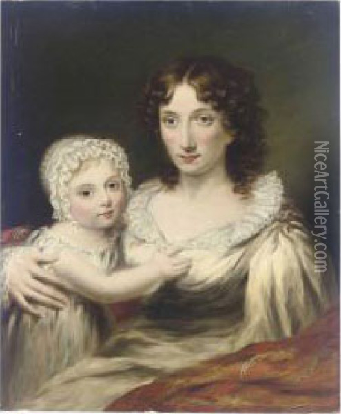 Portrait Of Eliza Campbell And Her Daughter Jessie Oil Painting - Frederick Percy Graves