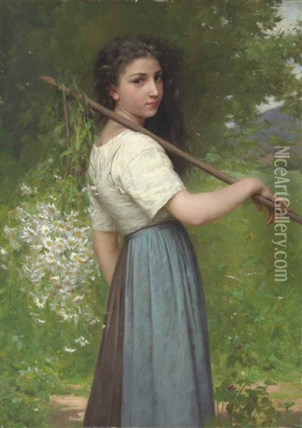 Gathering Daisies Oil Painting - Jules Cyrille Cave